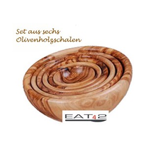 Schalen aus Olivenholz sechser Set
