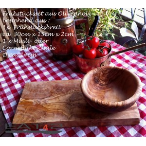 Frühstuecksset aus Olivenholz