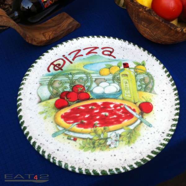 Pizzateller aus Keramik, Pizza Teller mit landestypischen, mediterranen ...