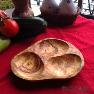 3 section bowl, olive wood