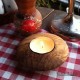 modern candle holders, round, out of olive wood 