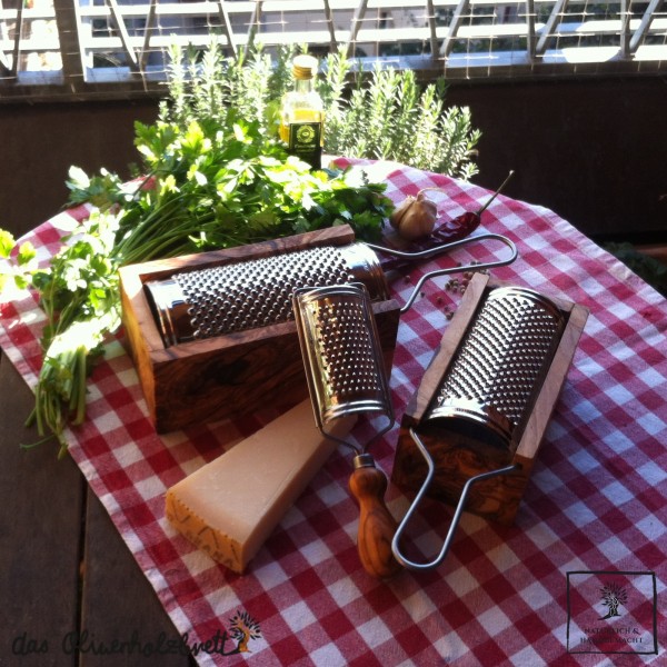 Cheese and Parmesan grater with an olive wood box, handmade