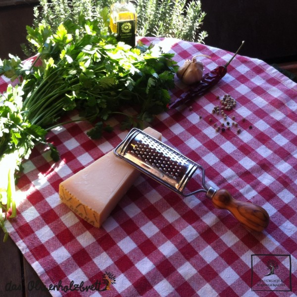 Cheese and Parmesan grater with an olive wood box, handmade