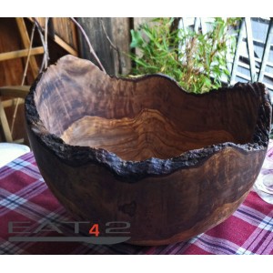 salad bowl olive wood, natural edge and cut, country cottage style