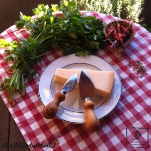 cheese knife with olivewood handle