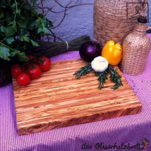 Large chopping board of olive wood