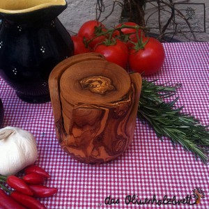 candle holder, round, out of olive wood 