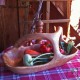 large bowl out of olive wood with a handle