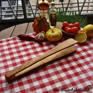 Barbecue tongs, olivewood