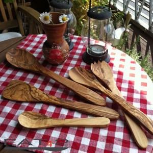 Olive wood Kitchen Aid Set of salad servers, spatulas and spoons 