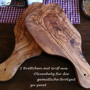 Wood cutting board with handle, set of two