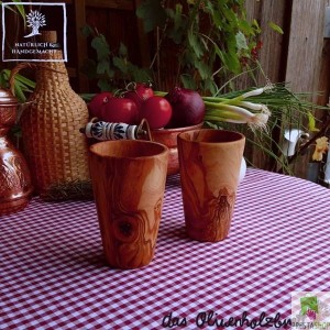 Two Cups made of olive wood