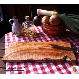 Desayuno bandeja hecha de madera de olivo, rectangular